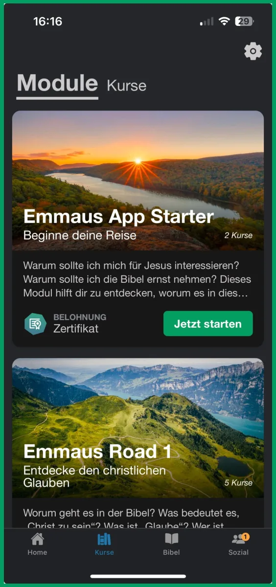 Emmaus-App auf dem Smartphone